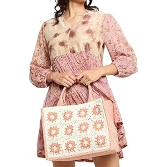 Antik Kraft Handbags - Antik Kraft Zaina Crochet Structured Box Handbag Magenta Hue 🆕📦⌚🏃💨⚡🚚